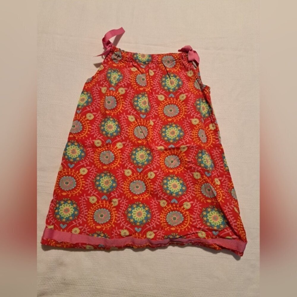 Hanna Andersson girls size 5 red with flower design pillowcase dress VGUC